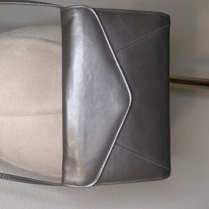 Vintage 80s Gray Envelope Bag By Bueno Leather Crossbody Purse Retro Style